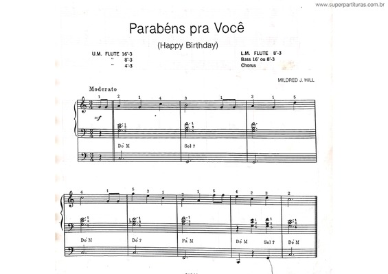 Partitura da música Parabéns Pra Você v.8