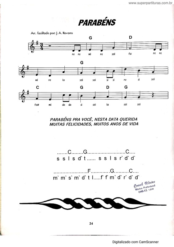 Partitura da música Parabéns v.4