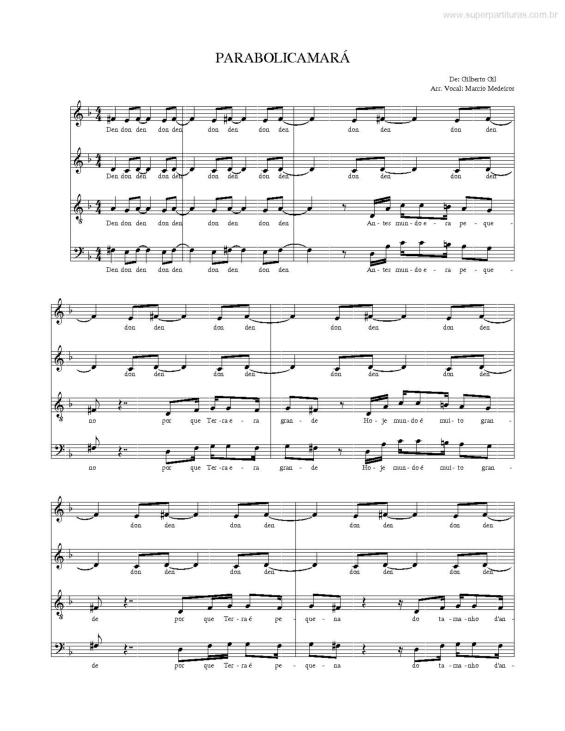 Partitura da música Parabolicamará