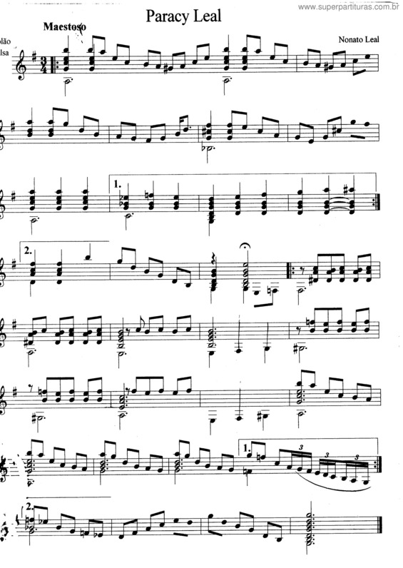 Partitura da música Paracy Leal