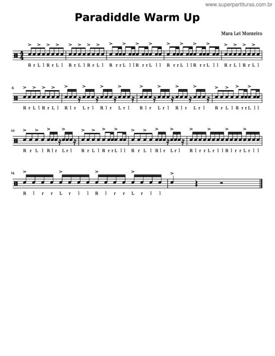 Partitura da música Paradiddle Warm Up
