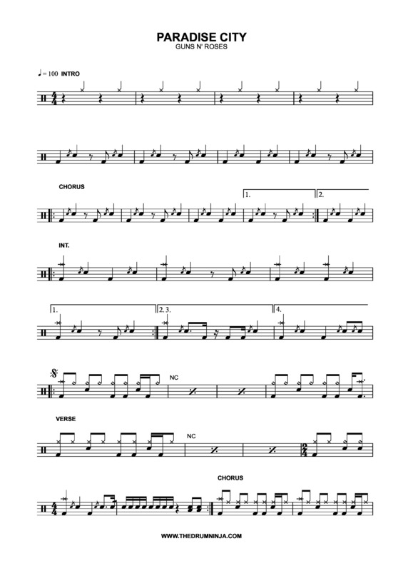 Partitura da música Paradise City