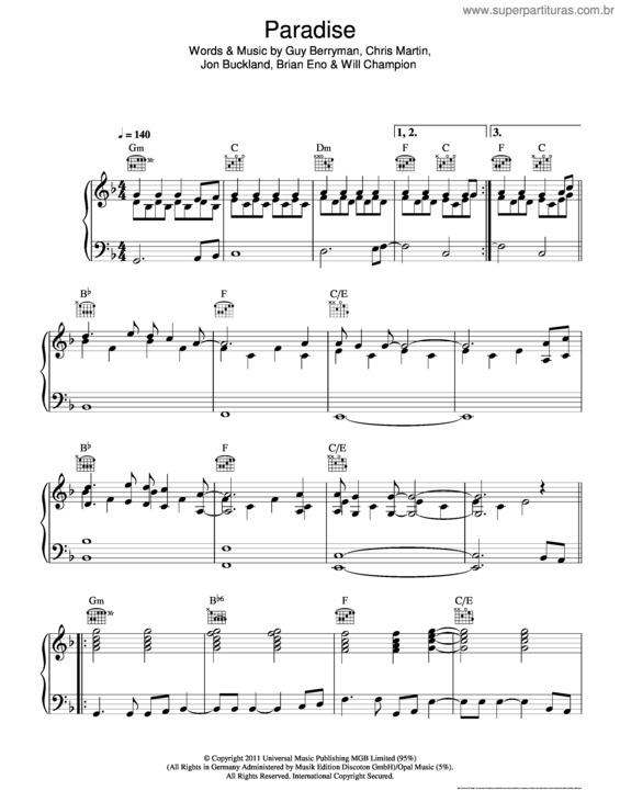 Partitura da música Paradise v.22