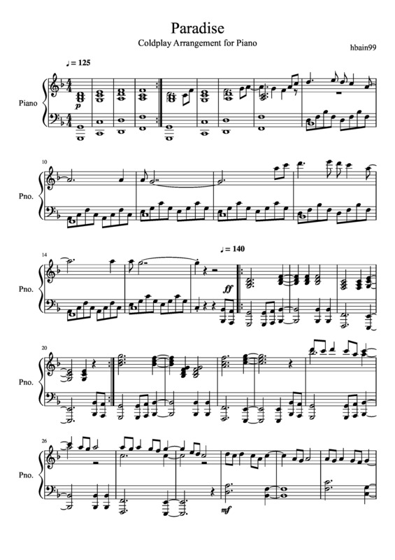 Partitura da música Paradise v.25