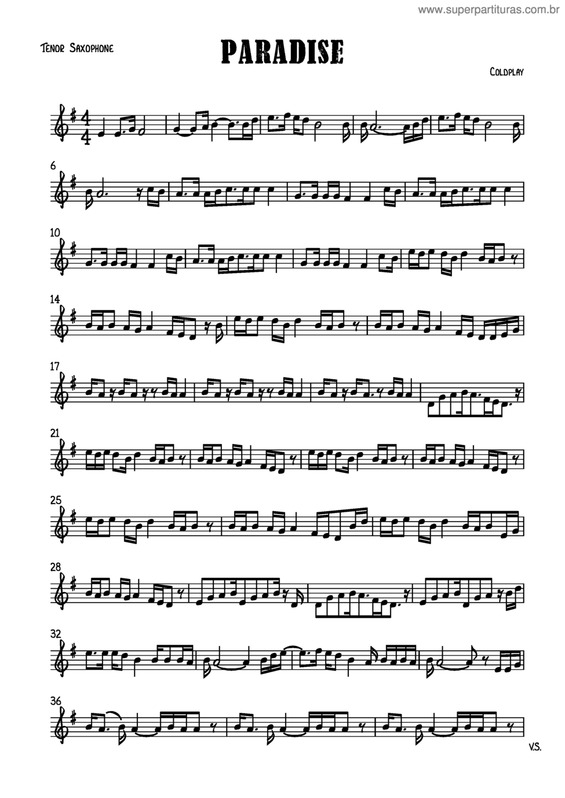 Partitura da música Paradise v.26