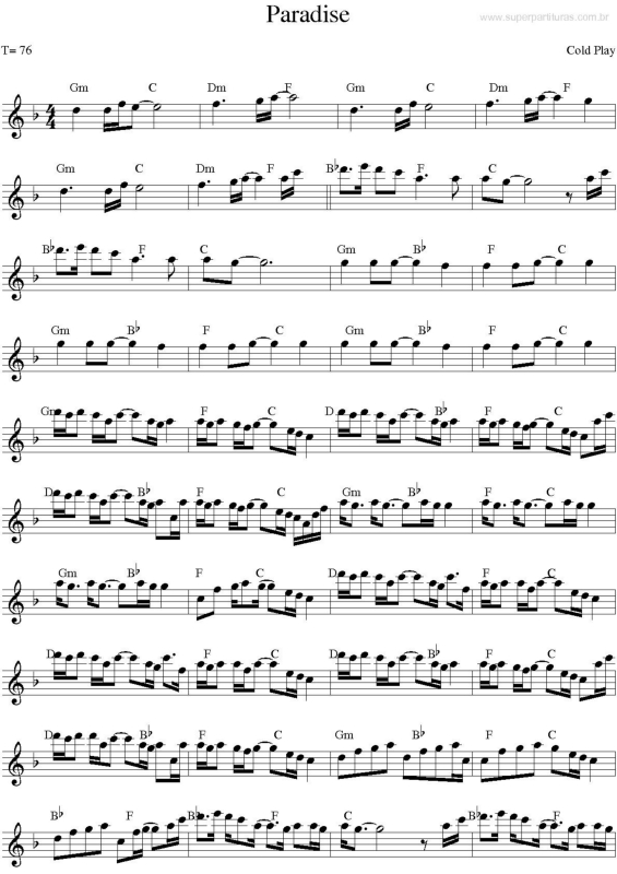 Partitura da música Paradise v.4