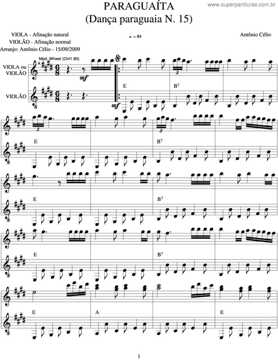 Partitura da música Paraguaiana v.3