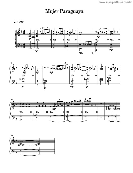 Partitura da música Paraguaya Linda – Mauricio Cardozo Ocampo