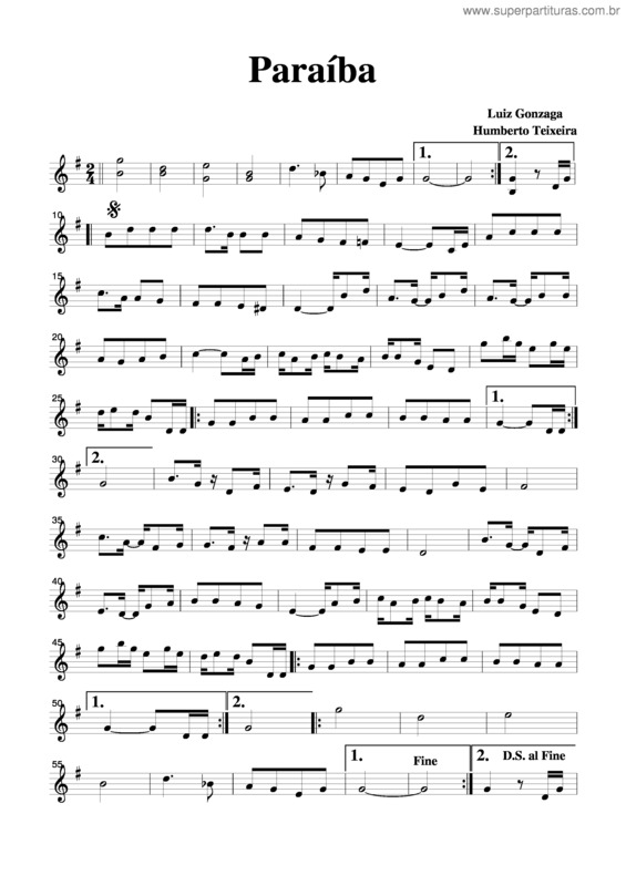 Partitura da música Paraíba v.2