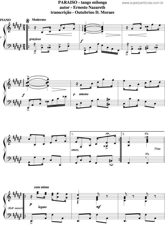 Partitura da música Paraíso v.3