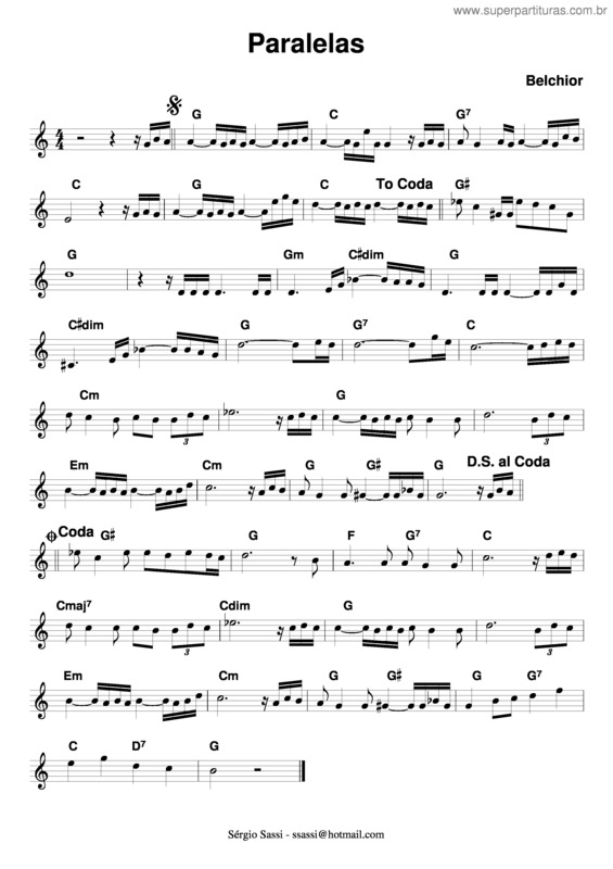 Partitura da música Paralelas v.2