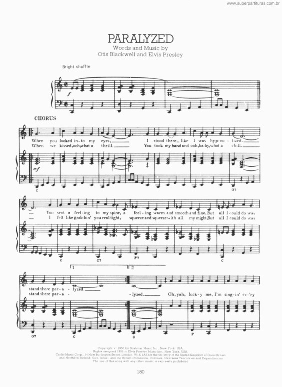 Partitura da música Paralyzed v.3