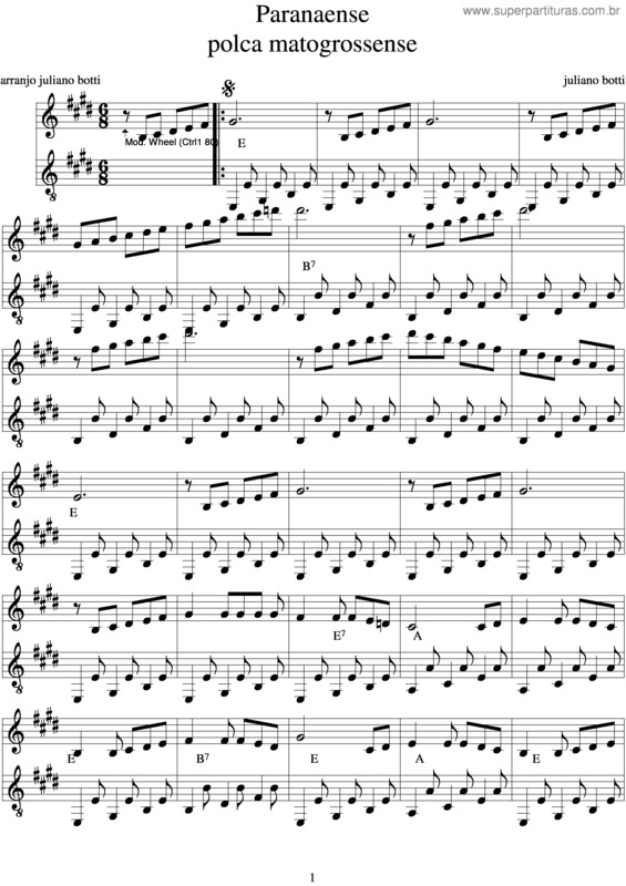 Partitura da música Paranaense