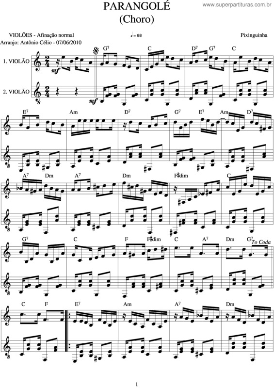 Partitura da música Parangolé v.3