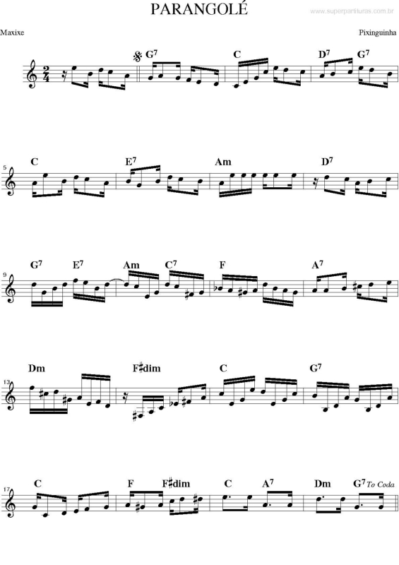 Partitura da música Parangolé