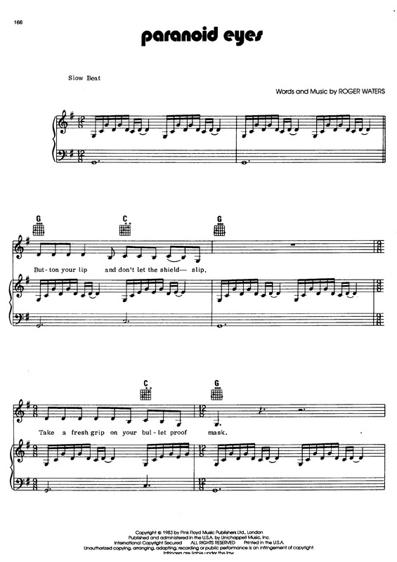 Partitura da música Paranoid Eyes v.3