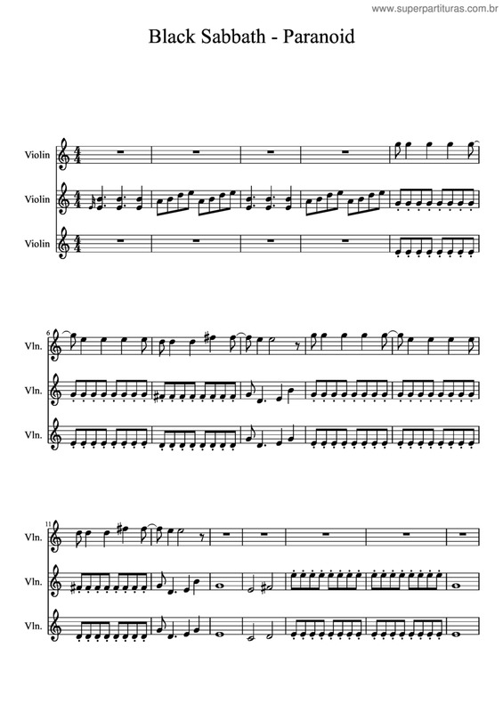 Partitura da música Paranoid v.2