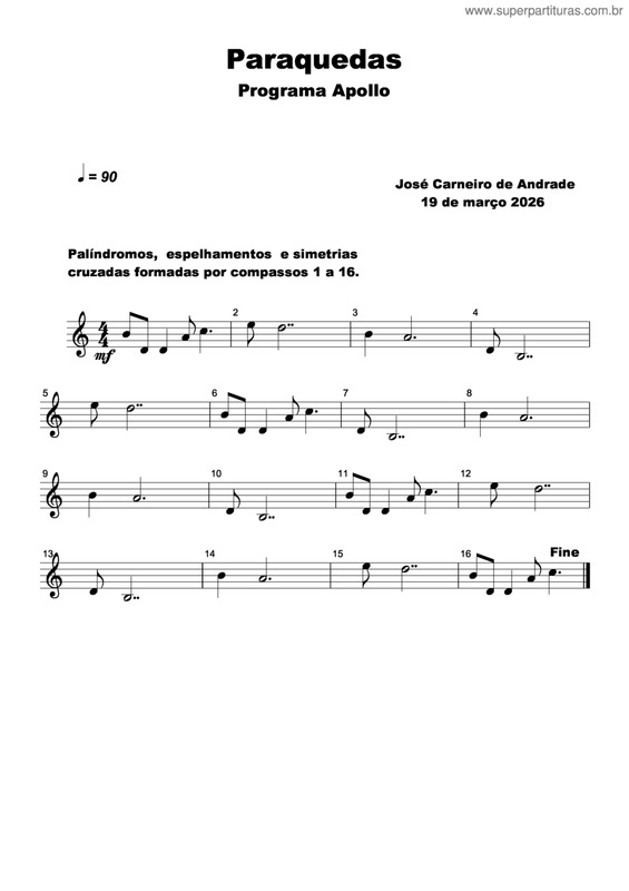 Partitura da música Paraquedas v.2