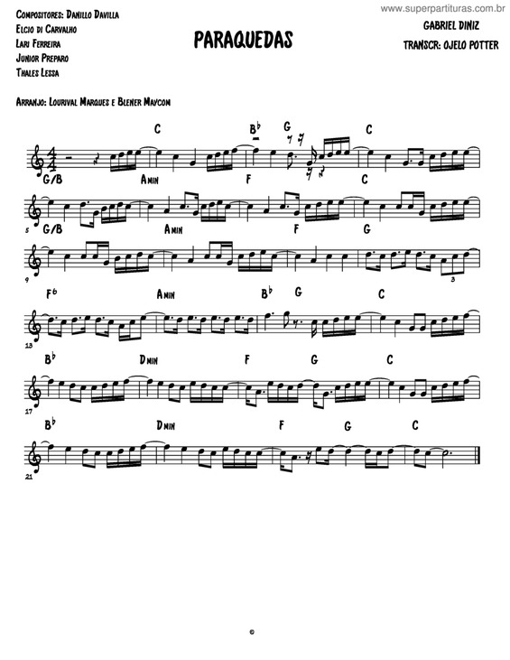 Partitura da música Paraquedas