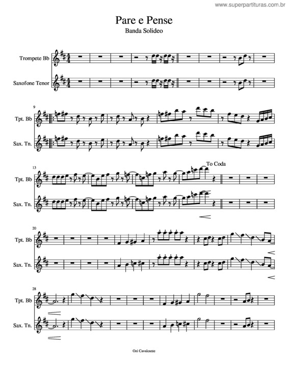 Partitura da música Pare E Pense