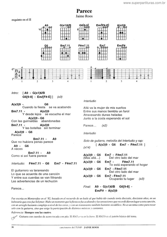 Partitura da música Parece