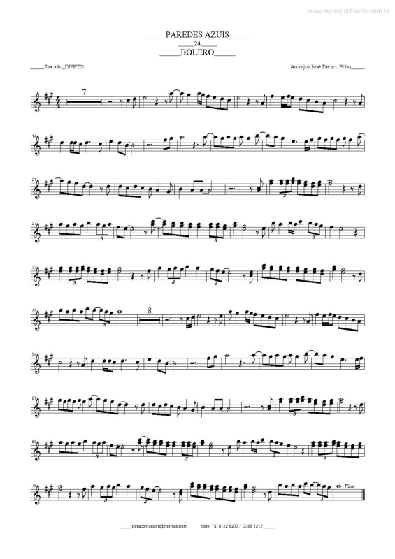 Partitura da música Paredes Azuis