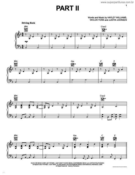 Partitura da música Part II