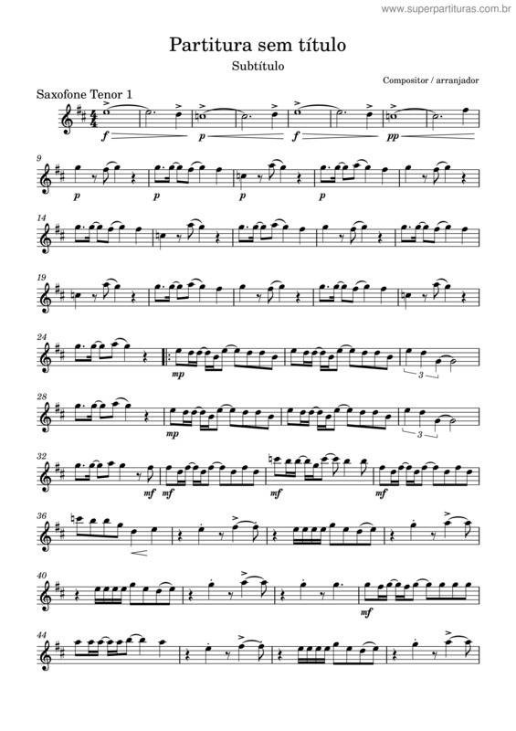 Partitura da música Partes Lagrimas–Saxofone_Tenor_1