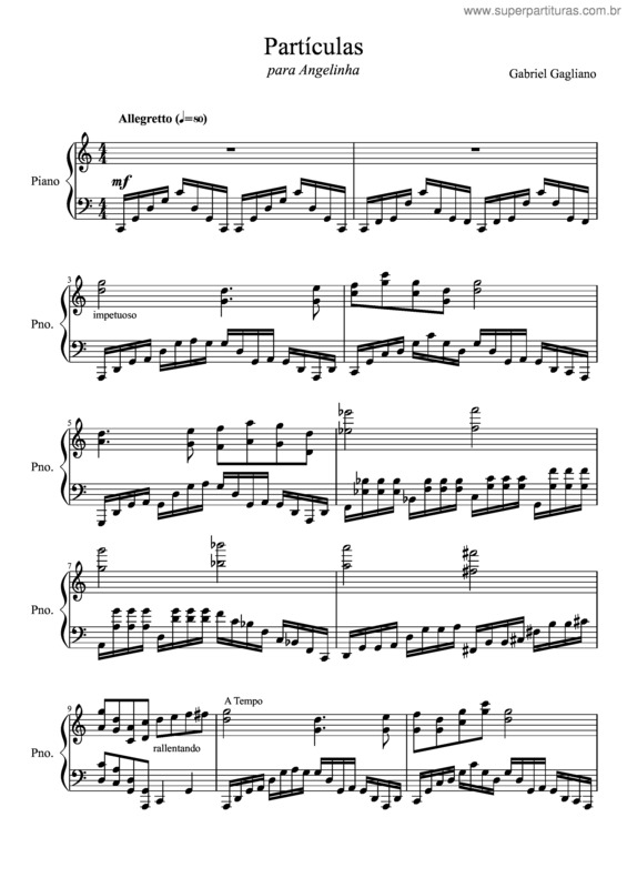 Partitura da música Partículas