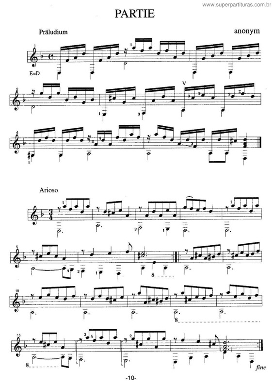 Partitura da música Partie