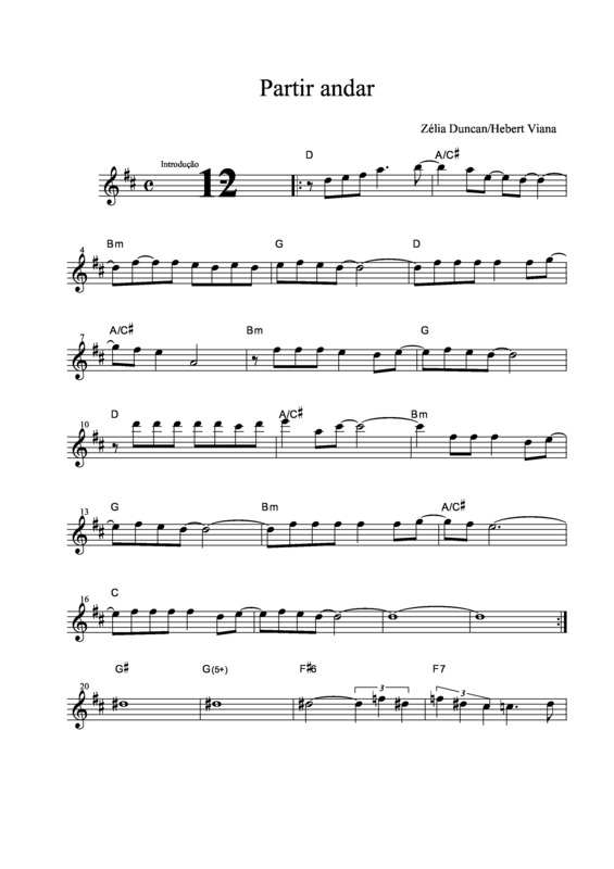 Partitura da música Partir, Andar v.2