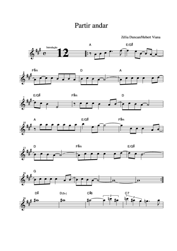 Partitura da música Partir, Andar