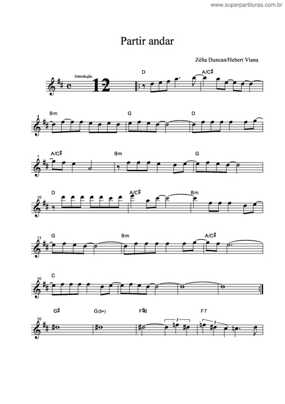 Partitura da música Partir Andar v.2