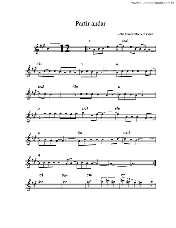 Partitura da música Partir Andar