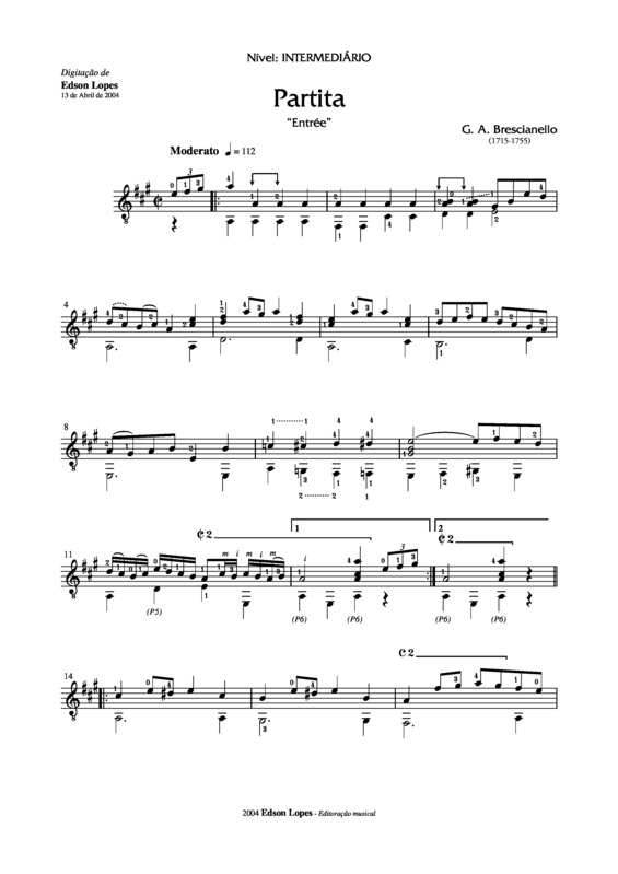 Partitura da música Partita - Entreé