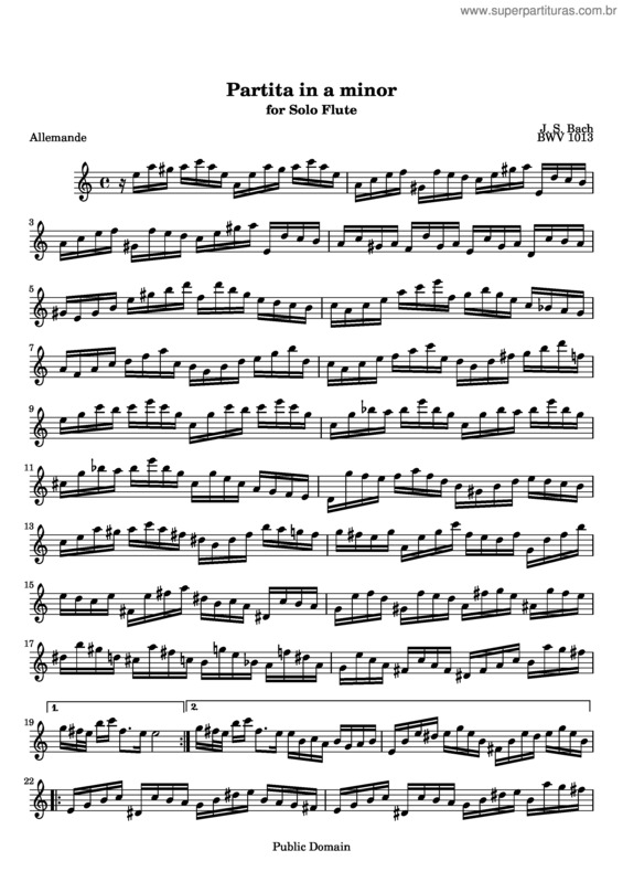 Partitura da música Partita for solo flute