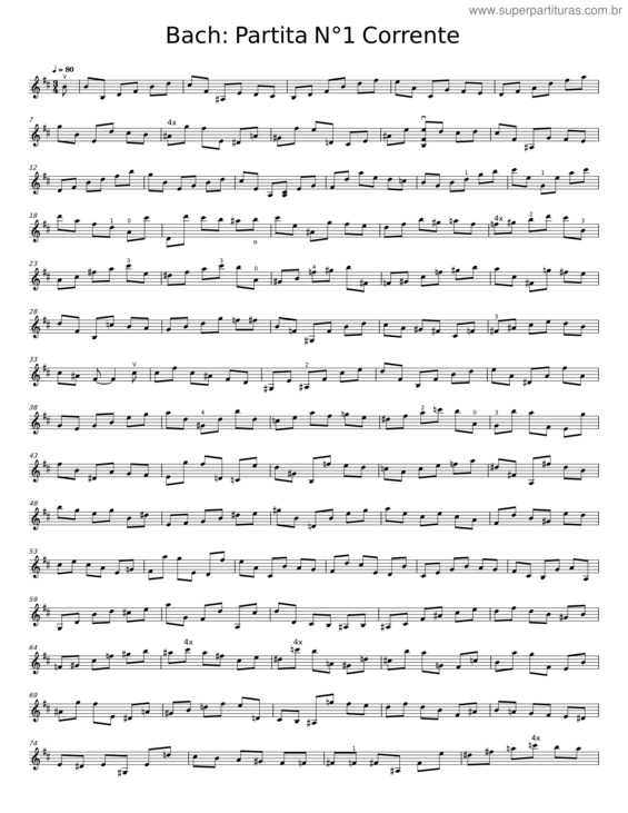 Partitura da música Partita N°1 Corrente