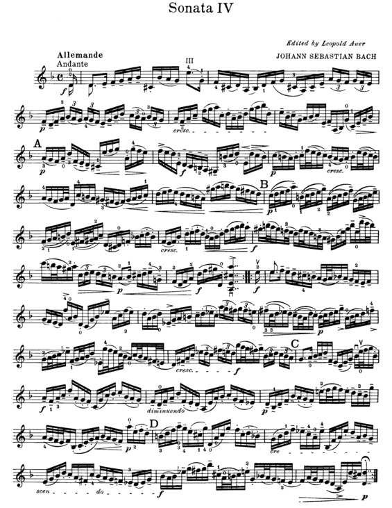 Partitura da música Partita No. 2 in D minor BWV1004