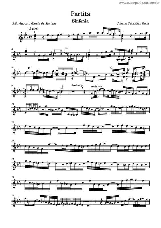 Partitura da música Partita No.2 Bwv 826