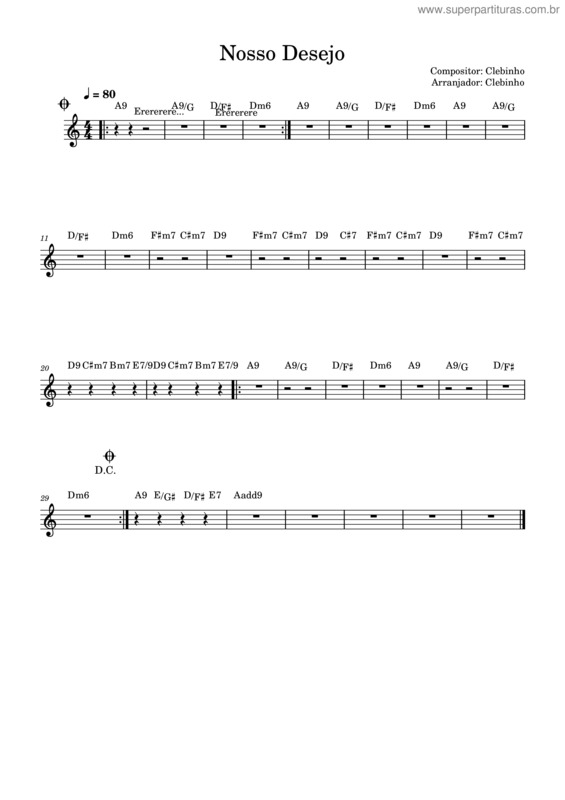 Partitura da música Partitura Nosso Desejo  Anderson Cleber