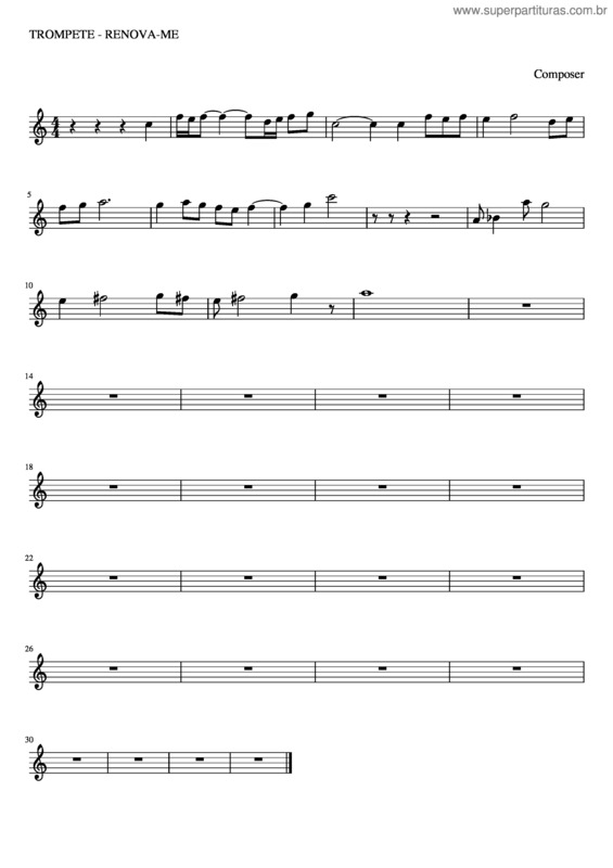 Partitura da música Partitura Trompete Renova–Me – Wiltonsgomes