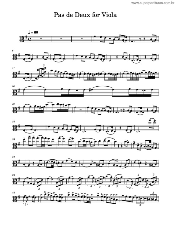 Partitura da música Pas De Deux – Pyotr Ilyich Tchaikovsky Pas De Deux For Viola