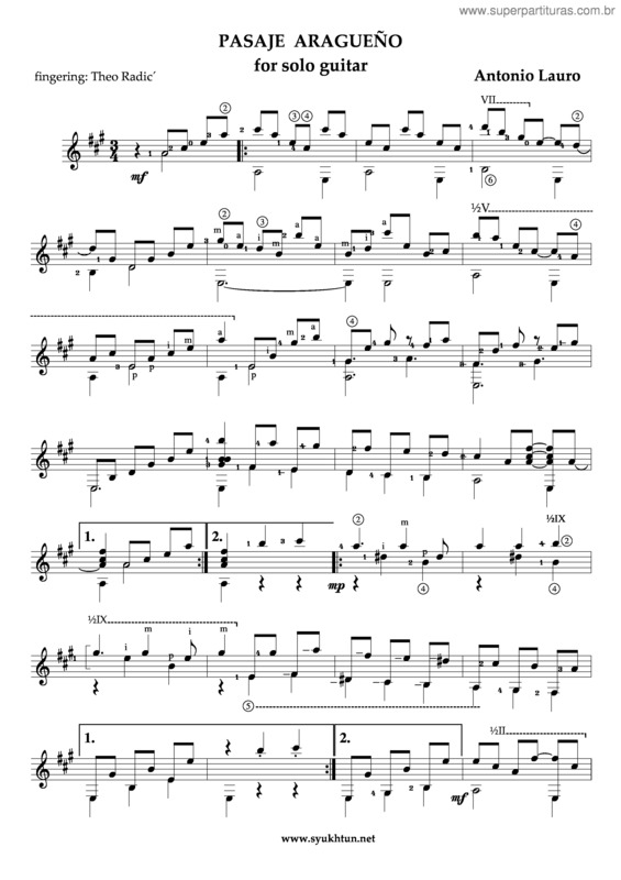 Partitura da música Pasaje Aragueño 