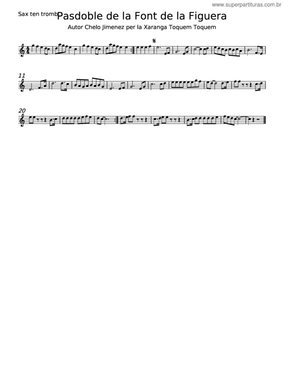 Partitura da música Pasdoble De La Font De La Figuera – Chelo Jimenez