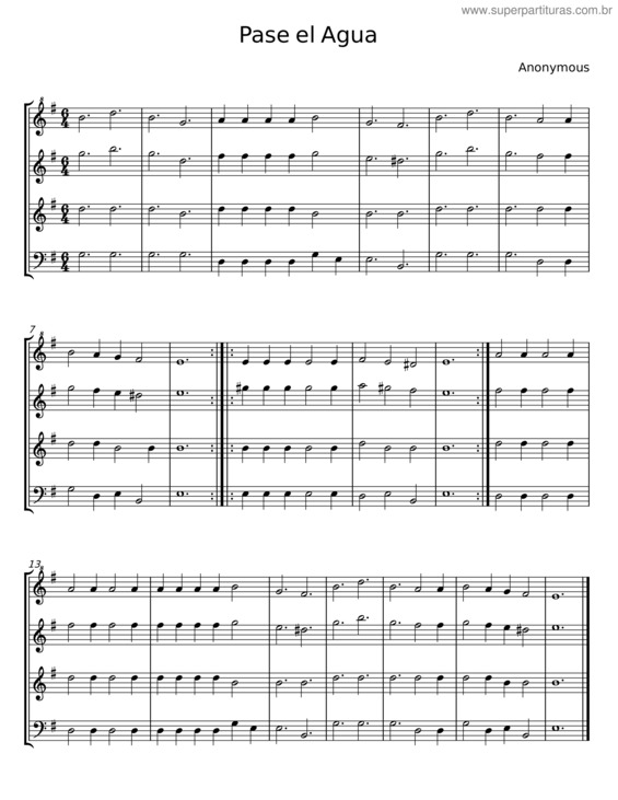 Partitura da música Pase El Agua v.2