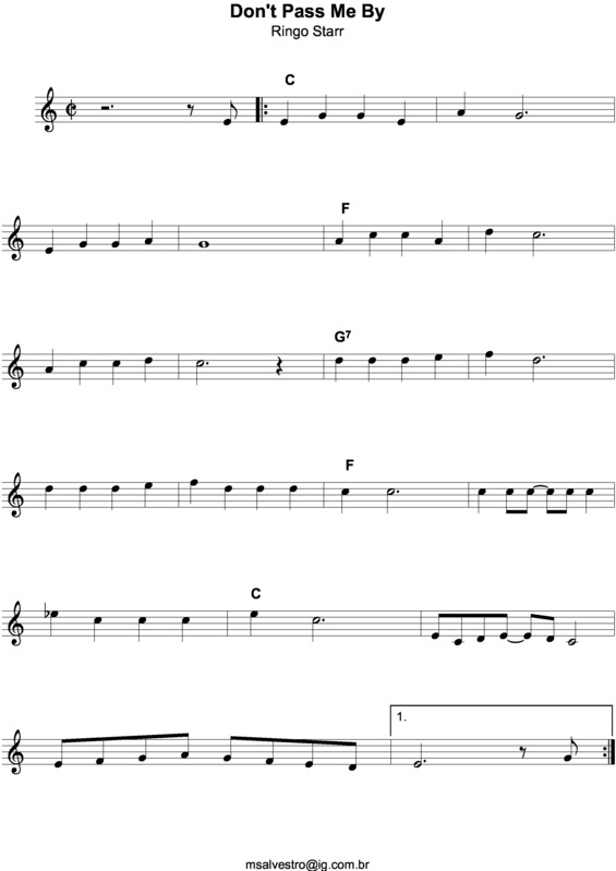 Partitura da música Pass Me By