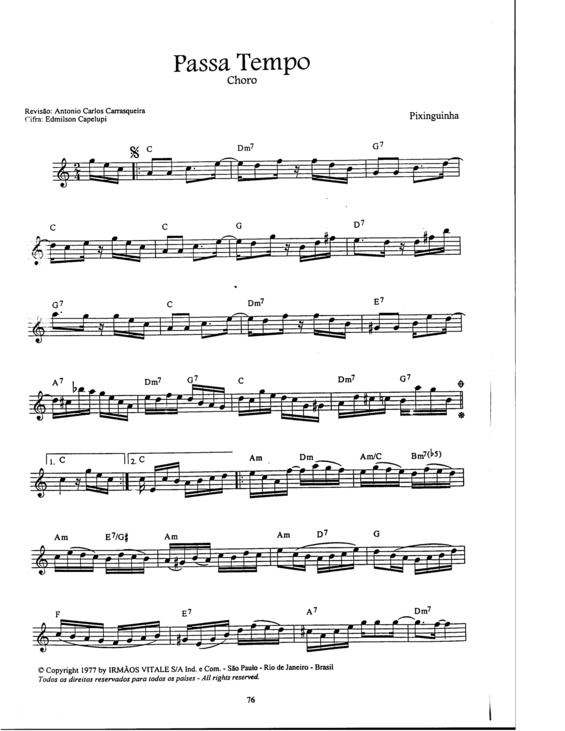 Partitura da música Passa Tempo v.5