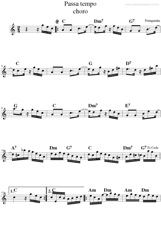 Partitura da música Passa Tempo