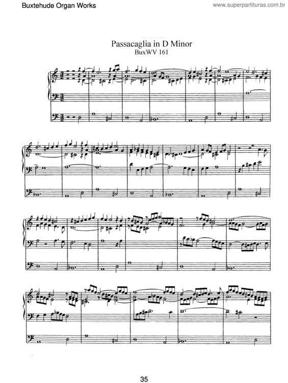 Partitura da música Passacaglia in D minor
