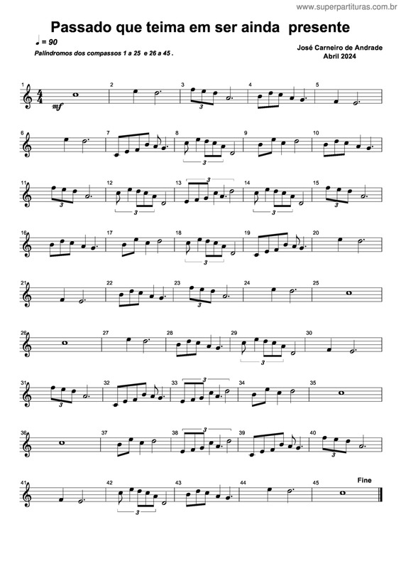 Partitura da música Passado Que Teima Em Ser Ainda Presente